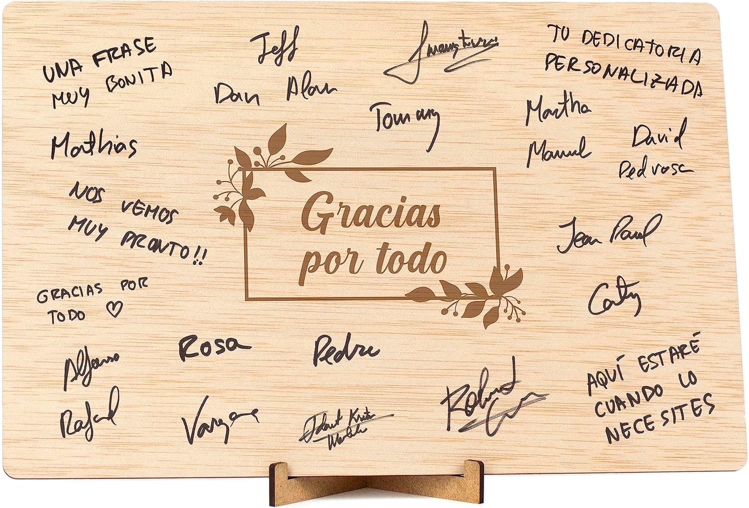 Tarjeta de agradecimiento madera