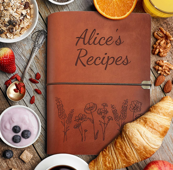 libro de recetas de cuero personalizado